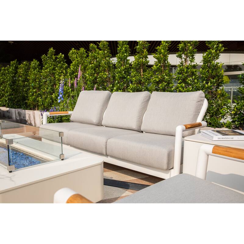 Elementi Santorini Outdoor Aluminum 3-Seat Sofa with Sunbrella® Cushions