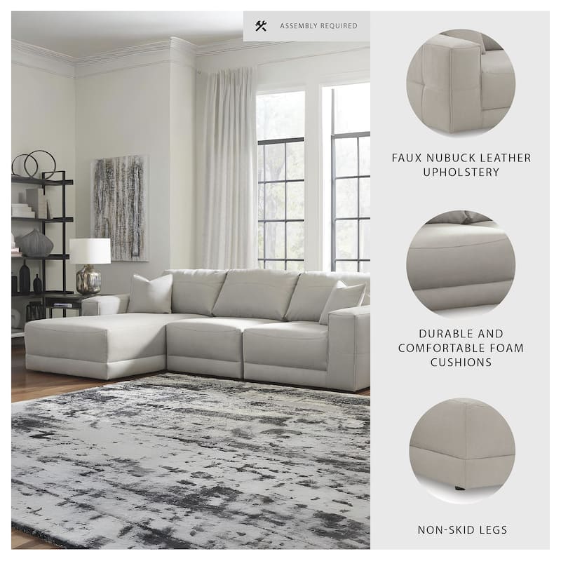 Signature Design by Ashley Next-Gen Gaucho Light Gray 3-Piece Sectional Sofa with Chaise - 113" W x 68" D x 36" H