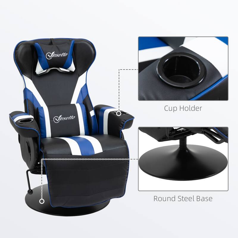 360° Rotation Gaming Chair Racing Style Computer Recliner Ergonomic Office Chair with Lumbar Support, Footrest and Cup Holder