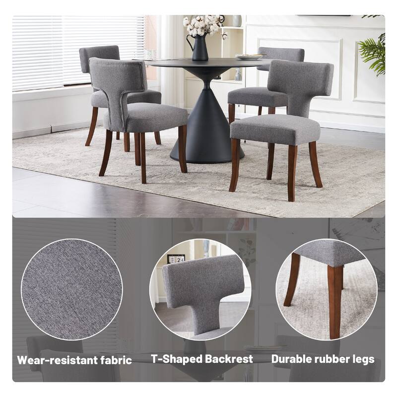Upholstered Mordern Design T Back Dining Side Chair- Set of 2