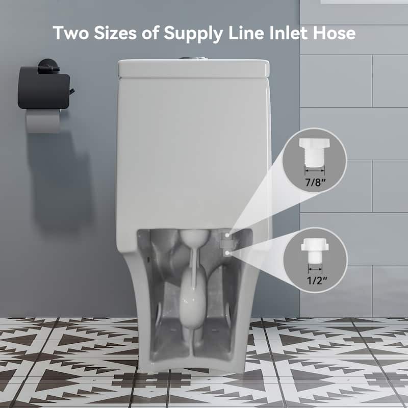 HOROW 1 Piece Dual Flush Elongated Toilet White 0.8 1.28 GPF Seat Included - N/A