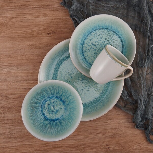 Mikasa Mira Turquoise 16-Piece Dinnerware Set, Service for 4 - Bed