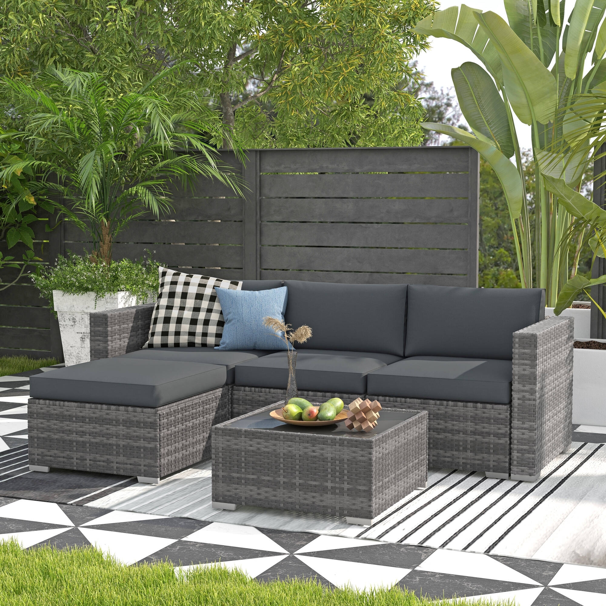 Gray wicker online sectional outdoor