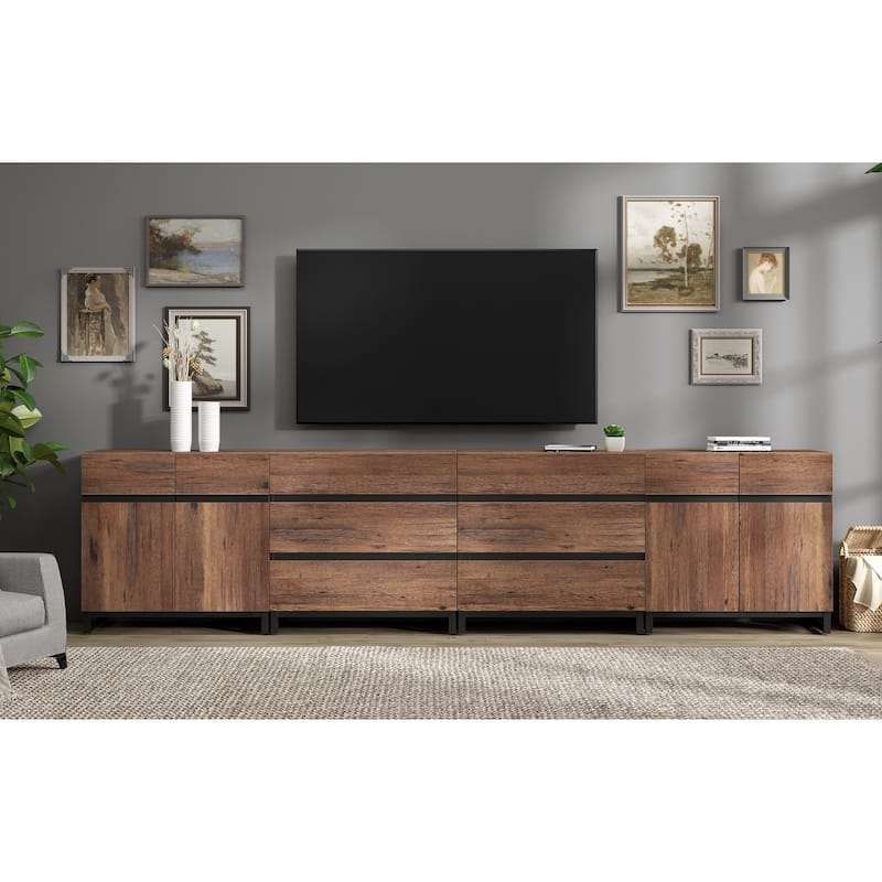 Modern TV Stand for TVs up to 120 inch, 4 in 1 TV Console with Adjustable Shelves and 6 Drawers, Media Console