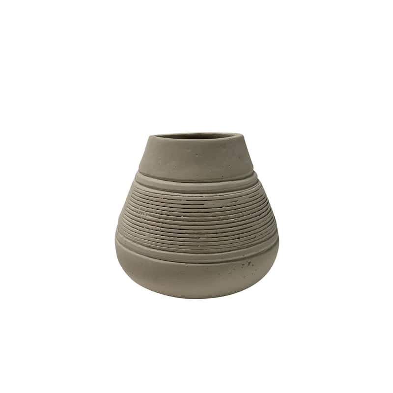 Paper Mache Vase Eco Mix White H 5.5" & Dia 6.3" - White