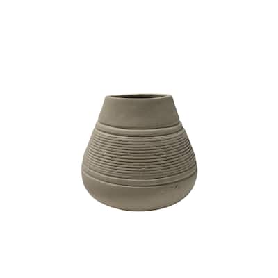 Paper Mache Vase Eco Mix White H 5.5" & Dia 6.3" - White