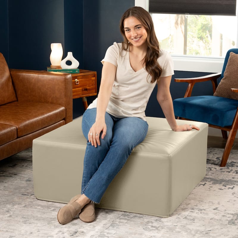 Jaxx Fairlie Couch Ottoman - Oversized Square Foam Coffee Table Ottoman