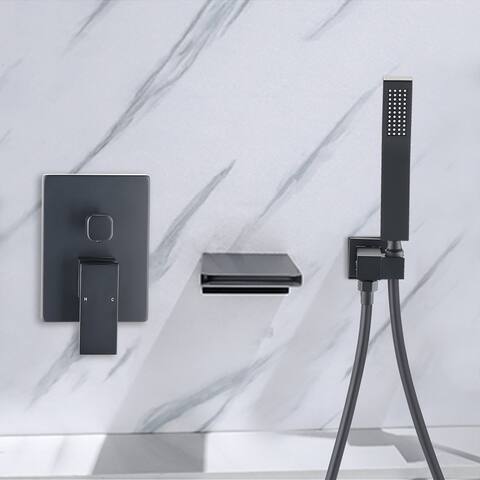 Waterfall Wall Mounted Tub Faucet with Hand Shower Tub Filler