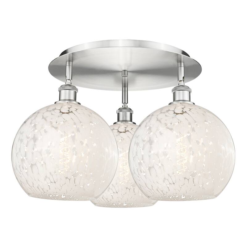 Innovations Lighting 516-3C-13-22-White Mouchette-Ceiling Fixture - Satin Nickel / White Mouchette