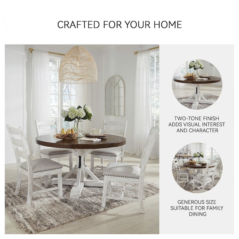 Signature Design by Ashley Valebeck Brown/White Dining Table - 54"W x 54"D x 30.13"H