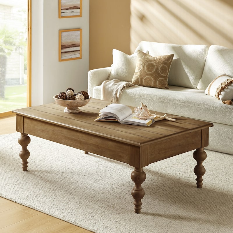 Gaston Traditional Rectangular Coffee Table with Storage Shelf by HULALA HOME - Acorn