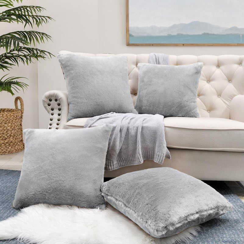 Fauxfur Pillow Shell Set 20'X20" - Grey