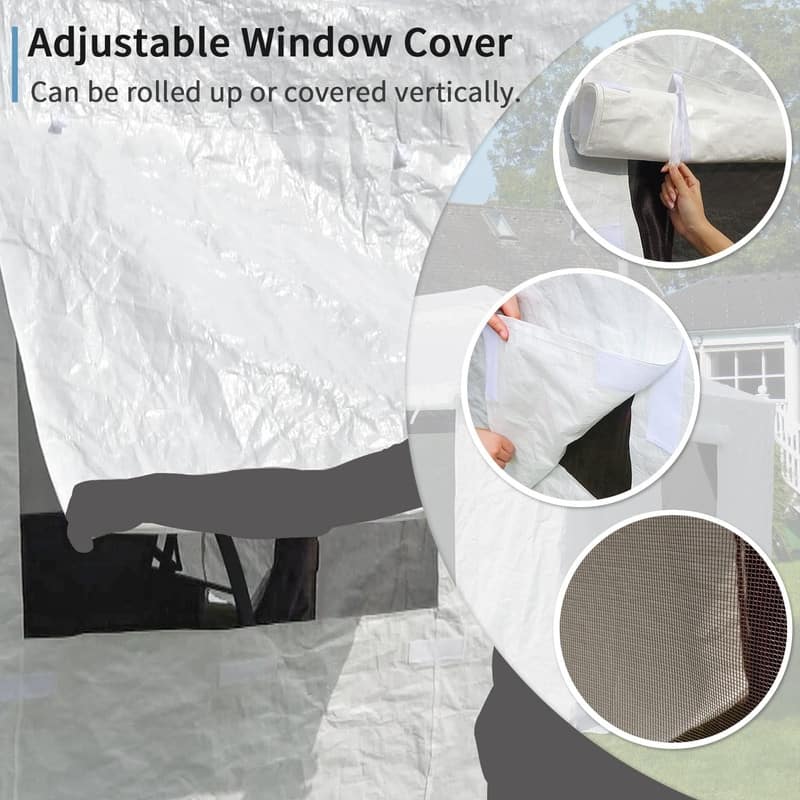 Domi 8' x 8' Universal Winter Gazebo Cover, All Season Waterproof Enclosed Cover with Sidewalls & Ventilated Mesh Windows, White