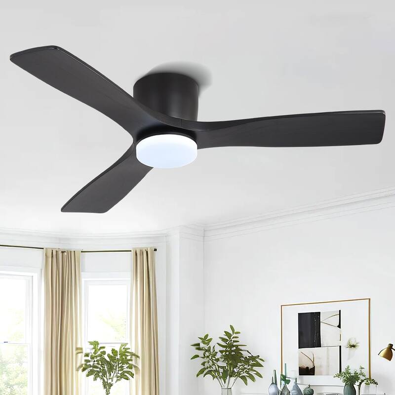 48In 3Blade Dc Motor Indoor Ceiling Fan With Light Kit And Remote - Black - 48"