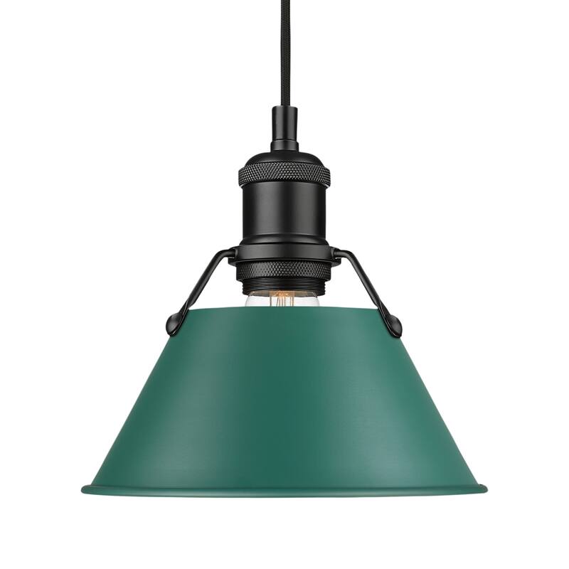 Yep by Golden Lighting Orwell 1-light 8in Pendant in Matte Black and Pine Green shade - Small Pendant - 7"