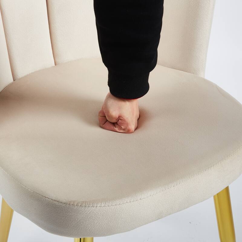 Modern Velvet Dining Chair Set of 2, with Iron Tube Golden Legs and Comfortable Backrest