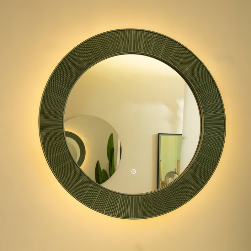 Cyclis Thick Green Frame PU Art Decorative Mirror - Bathroom, Bedroom, Living Room - Green,Silver