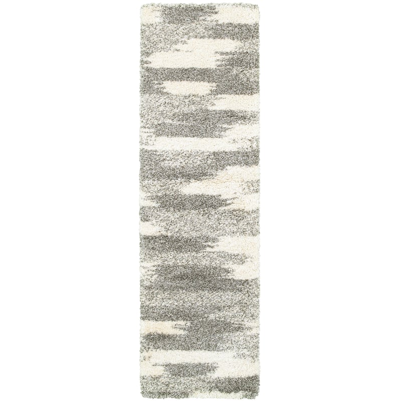 Style Haven Harrison Grey and Ivory Dappled Shag Rug - 2'3" x 7'6" Runner - Grey/Cream - Runner/Rectangle