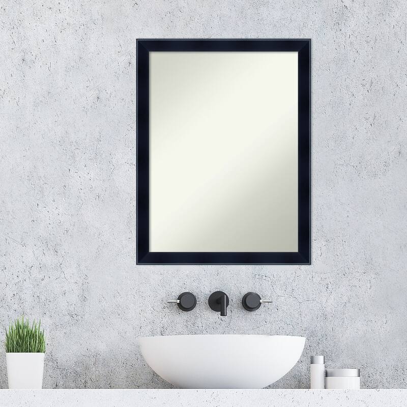 Non-Beveled Wood Bathroom Wall Mirror - Madison Black Frame