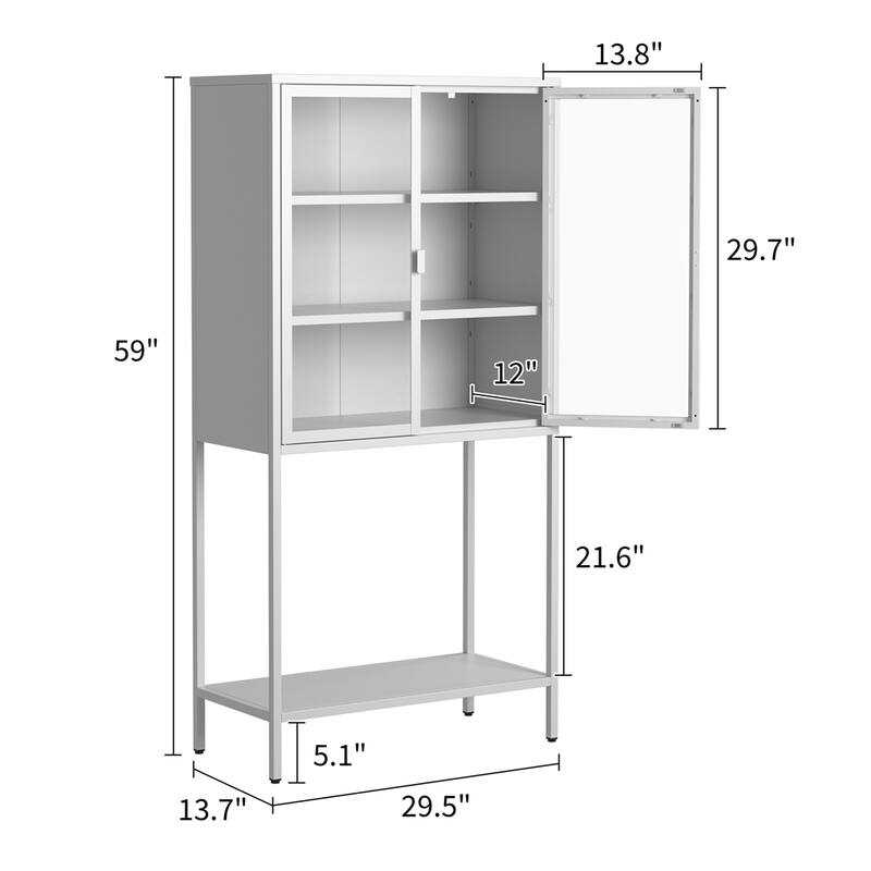 59"H Heavy Duty Metal Storage Cabinet,Tall Bookcase Bookshelf Cabinet