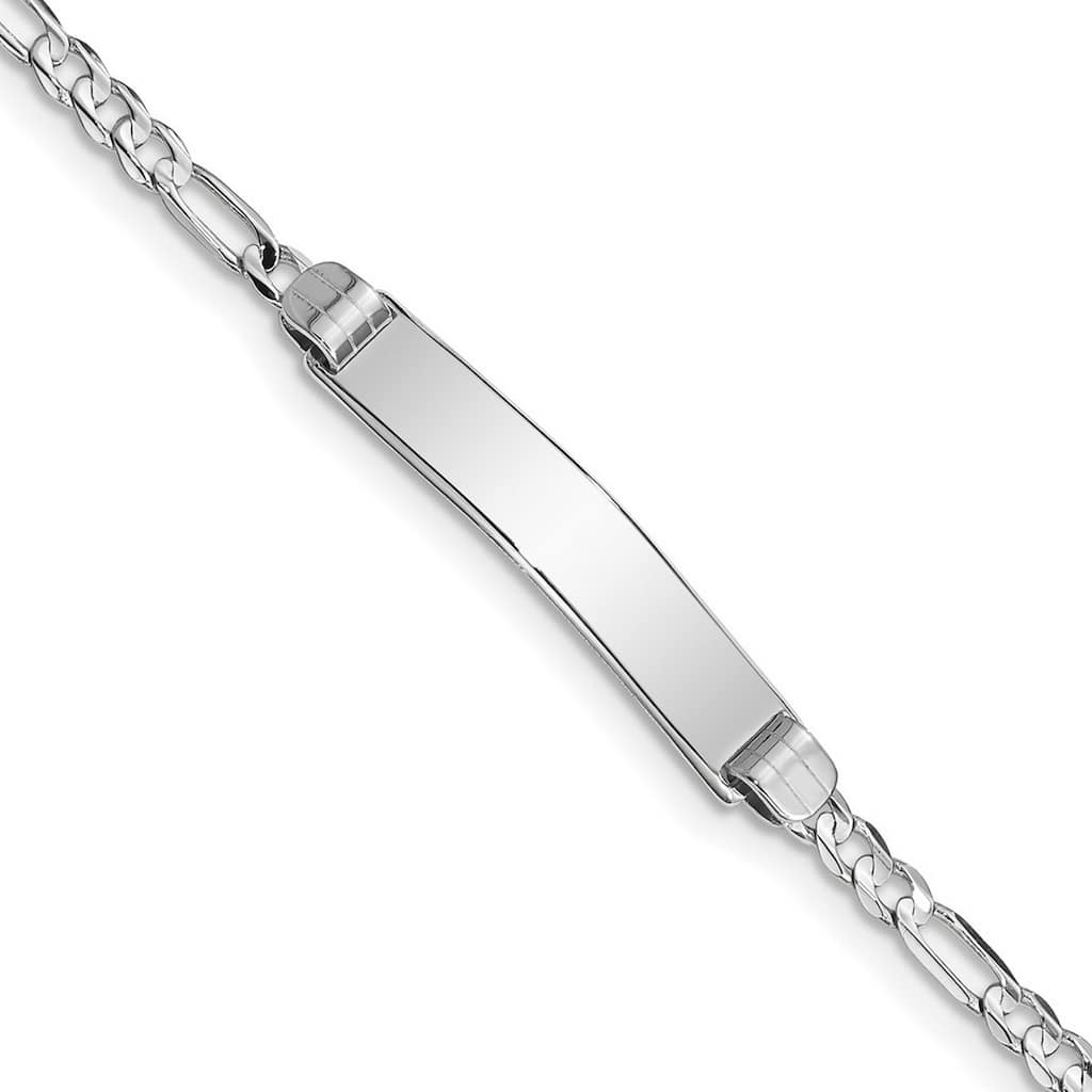 Curata 5.2mm 14k White Gold Engravable Figaro Link ID Bracelet
