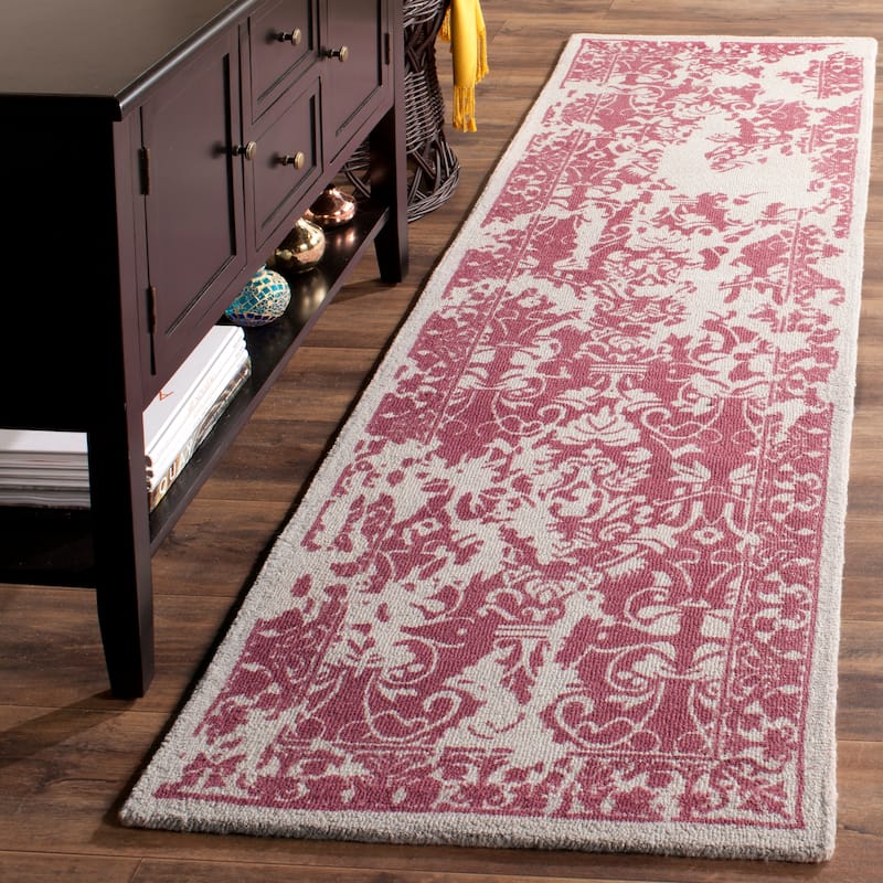 SAFAVIEH Handmade Restoration Vintage Distressed Boho Amani Oriental Wool - 2' 3" x 8' - Silver/Purple - Runner