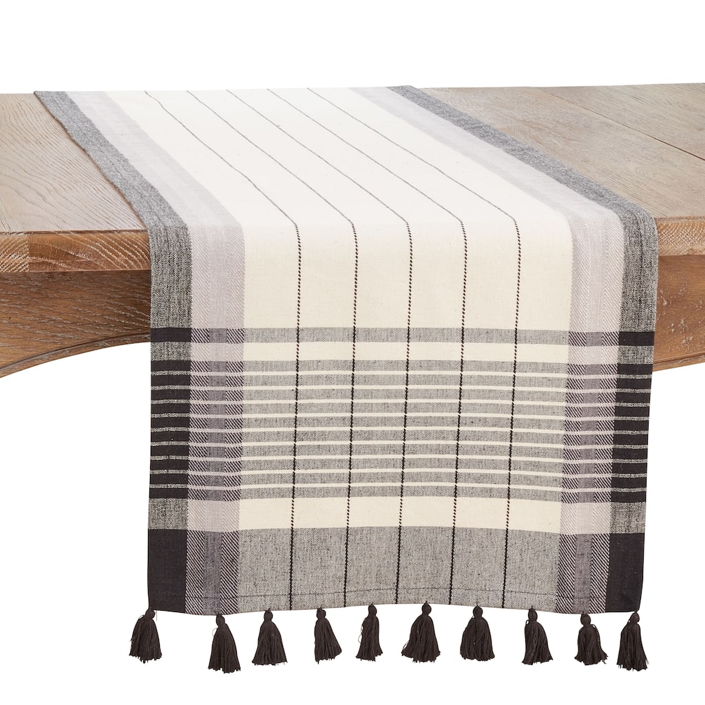 Striped Design Tassel Table Runner - 16"x72"