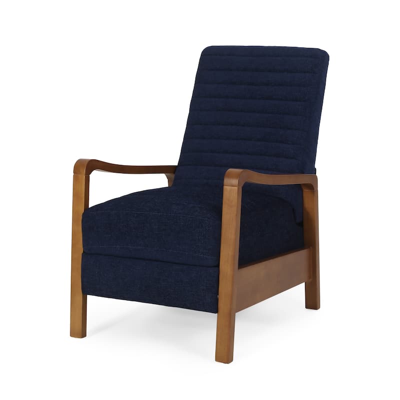 Roomfitters Fabric Wood Hand Manual Club Recliner, Comfortable Recliner for Living Room, Navy Blue