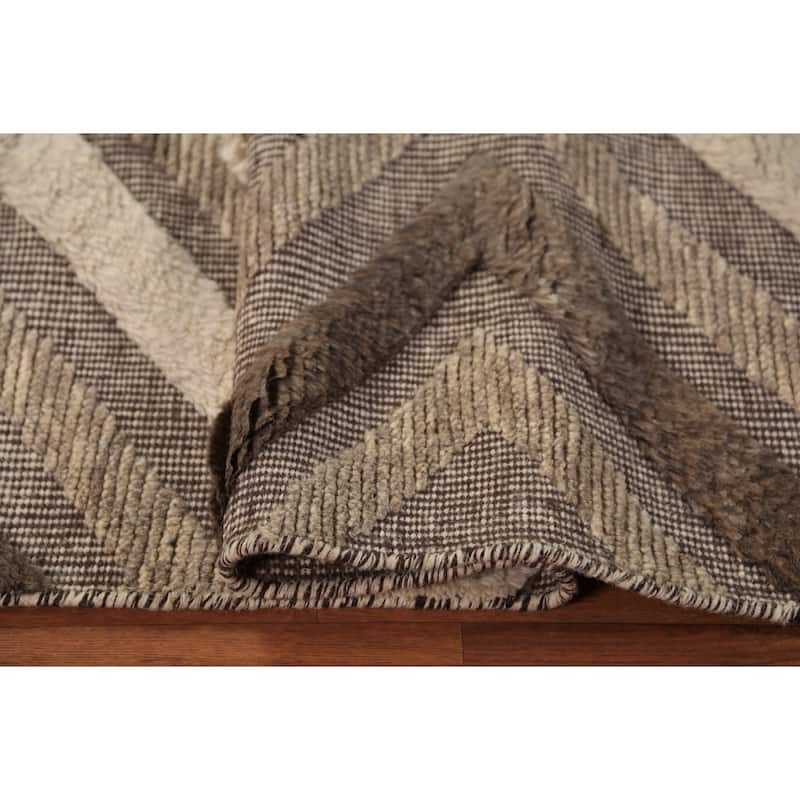 Geometric Modern Moroccan Indian Area Rug Handmade Wool Carpet - 5'1" x 8'1"