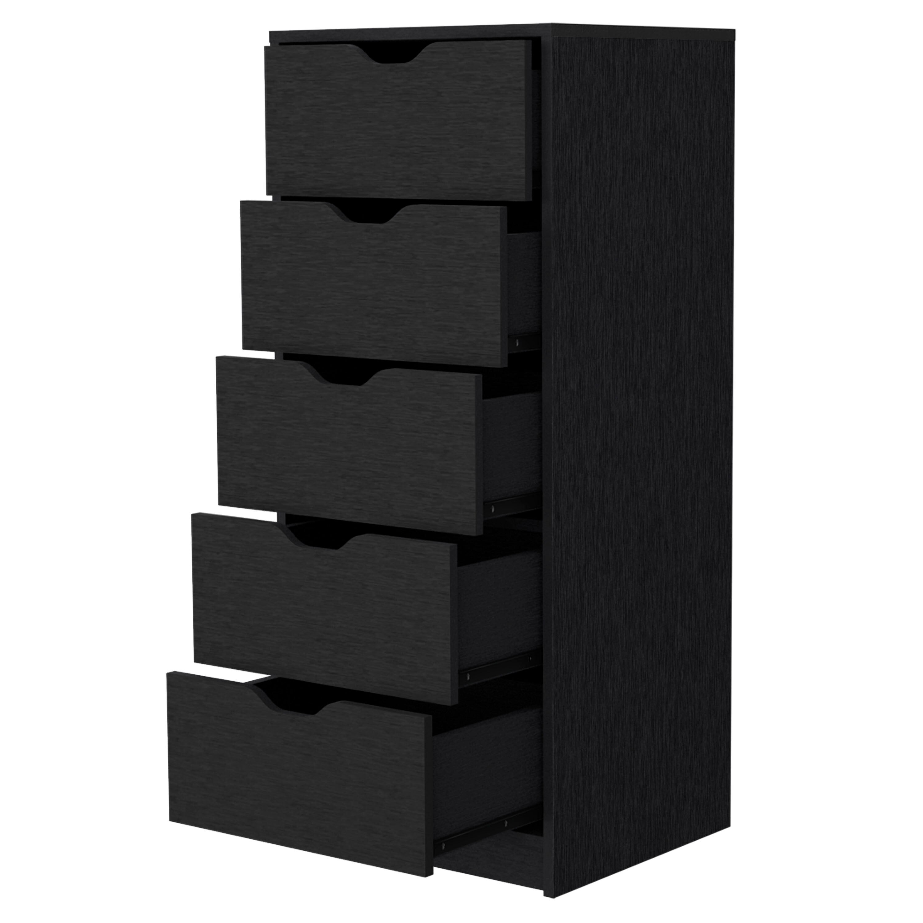 Modern Style Logan Black Lingerie Chest 5-Drawer Dresser - Bed