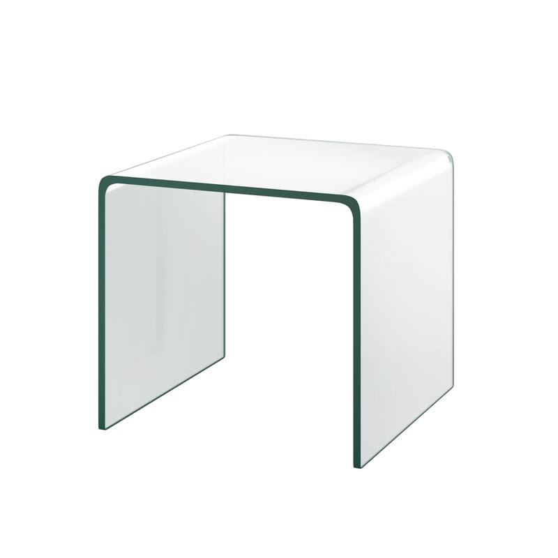Tempered Glass End Table Clear Sofa End Tables with Waterfall Edges - Clear