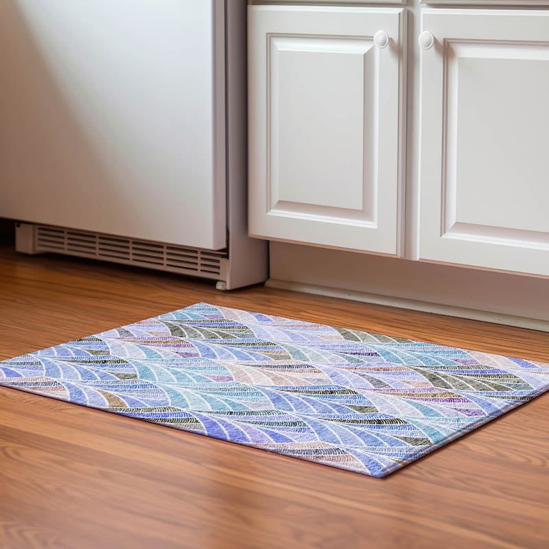 Premium Washable Super Soft Chic Mosaic Mayfield Rug - Blue - 1' 8" x 2' 6"