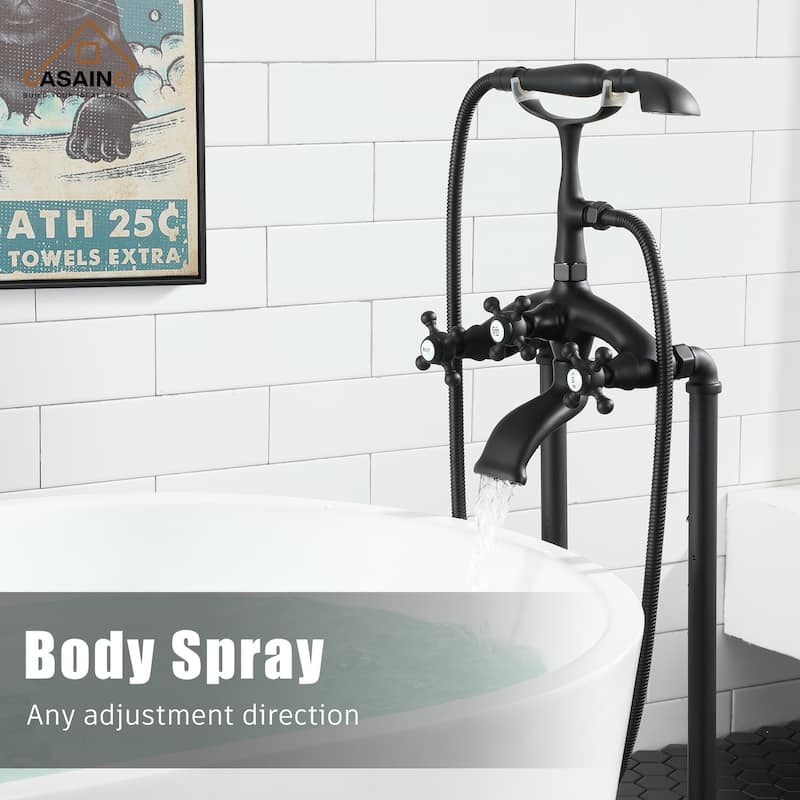 CASAINC 2-Function Free Standing Bathtub Faucet with 360 Degree Swivel Spout