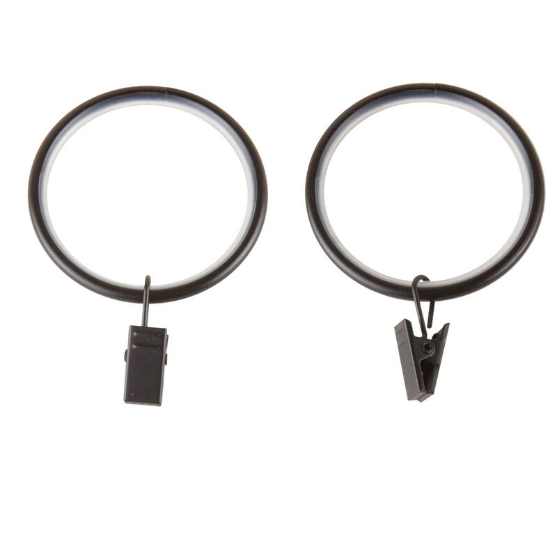InStyleDesign 1-7/8 inch Noise-Canceling Curtain Rings w/Clip (Set of 10) - Black