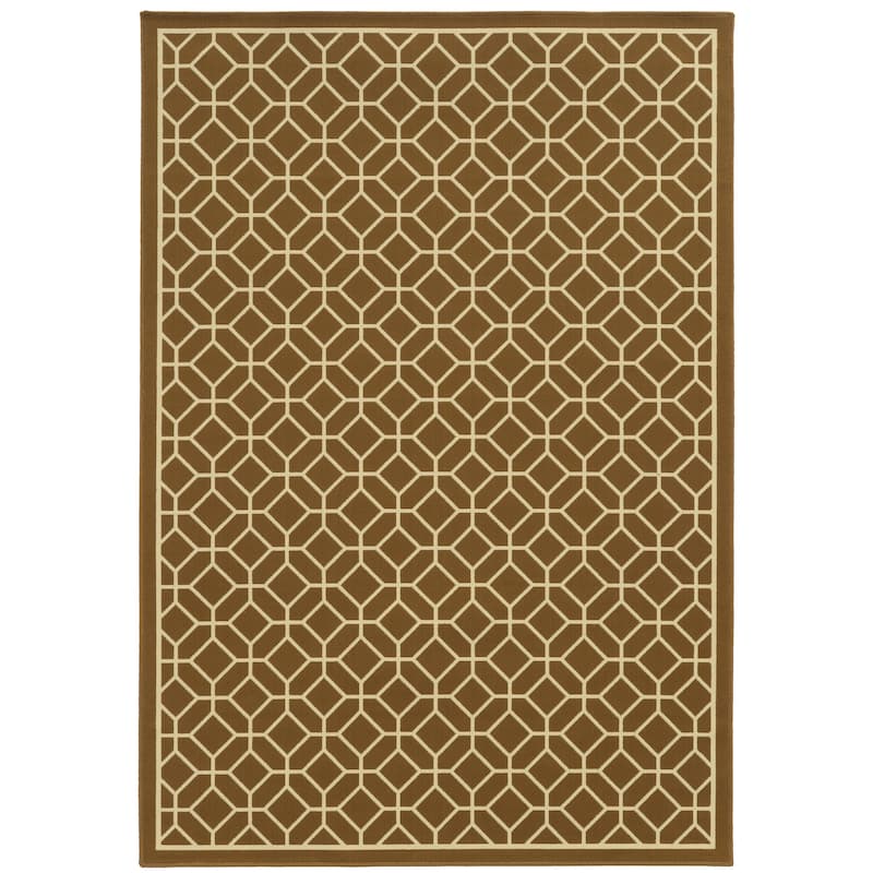 Providence Brown Ivory Geometric Outdoor Casual Area Rug