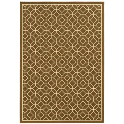 Providence Brown Ivory Geometric Outdoor Casual Area Rug