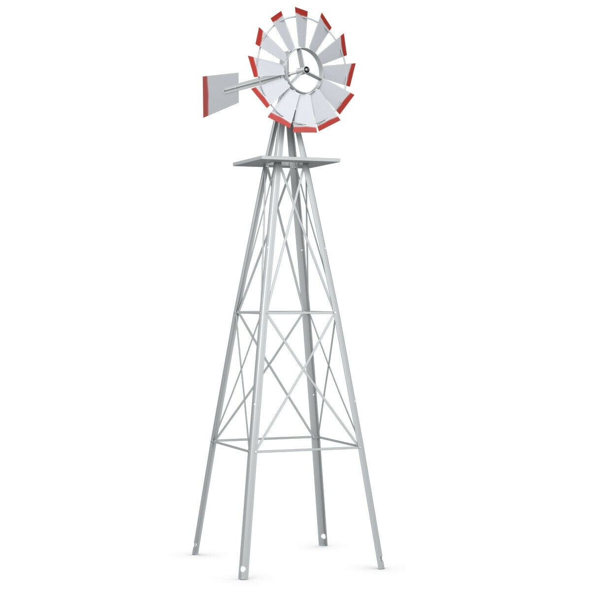 8-Ft Tall Ornamental Windmill Lawn Yard Speed Steel Garden Weather Vane Rustic