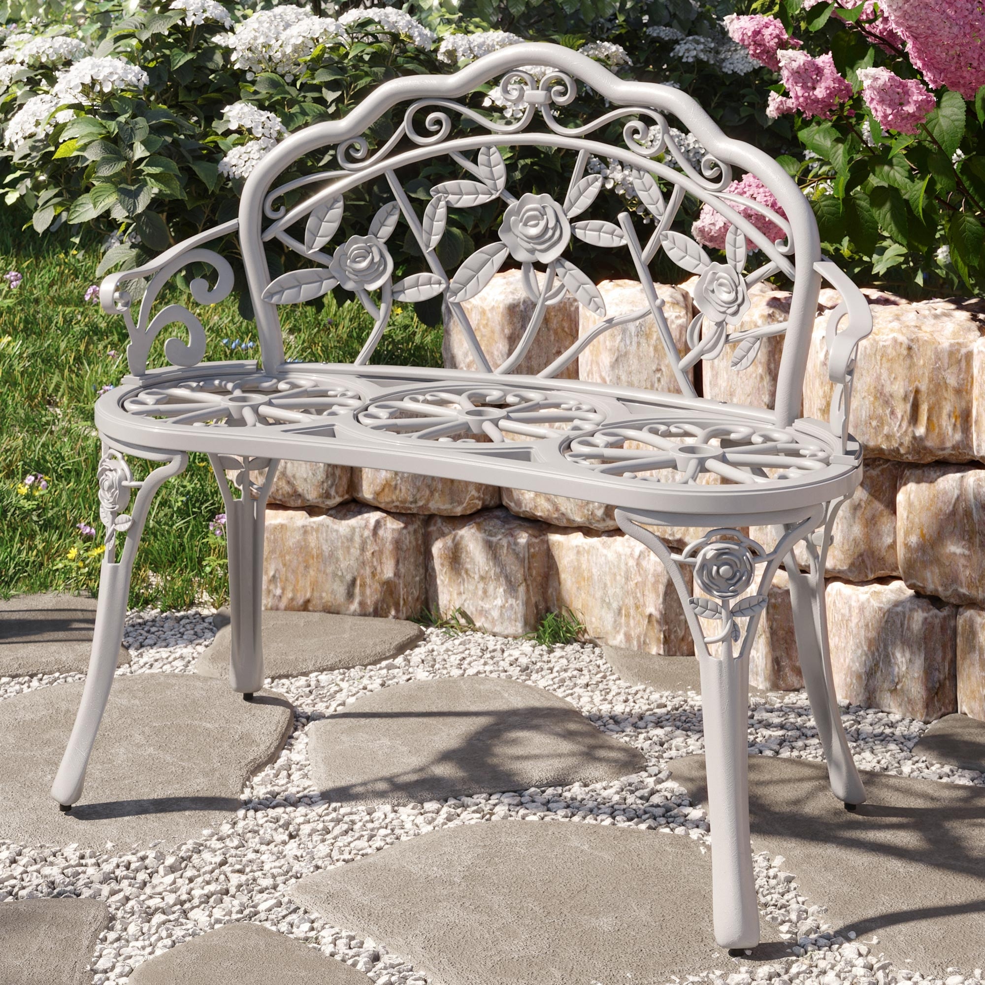Decorative metal bench clearance