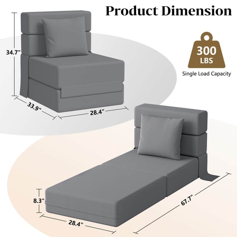 Corduroy Compression Convertible Folding Sectional Sofas (Set of 2)