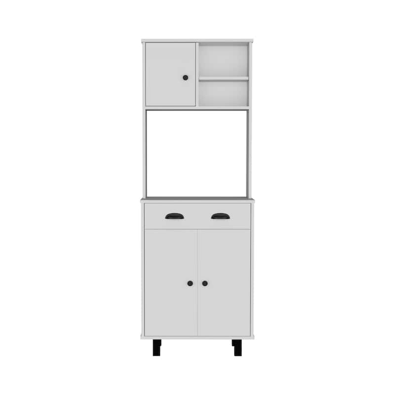 Salem Kitchen Pantry with 2 Cabinets, 2 Open Shelves, and Drawer