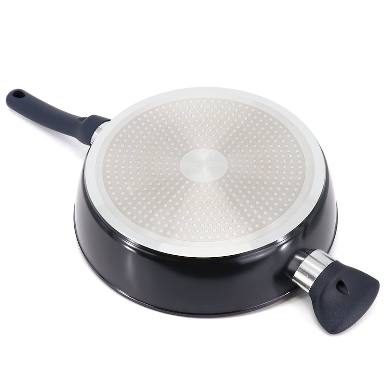 3.9 Quart Ceramic Nonstick Aluminum Saute Pan with Lid in Dark Blue