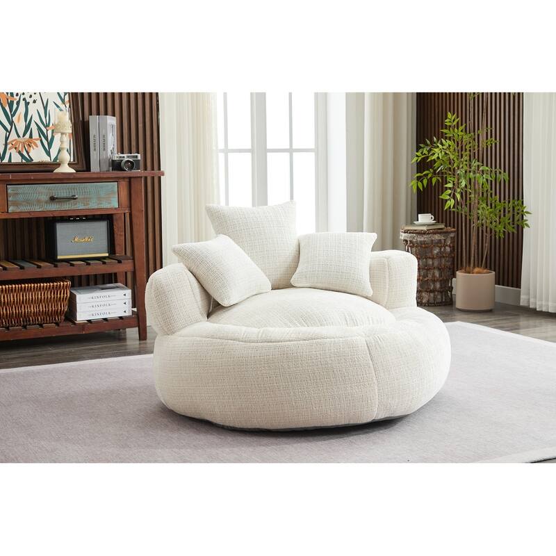 Round Bean Bag Chairs for Soft Chenille Cover - White