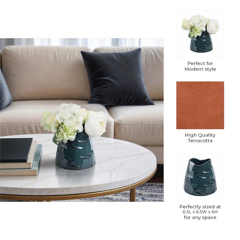 Terracotta Vase with Sculpted Texture Design Modern Decorative Accent