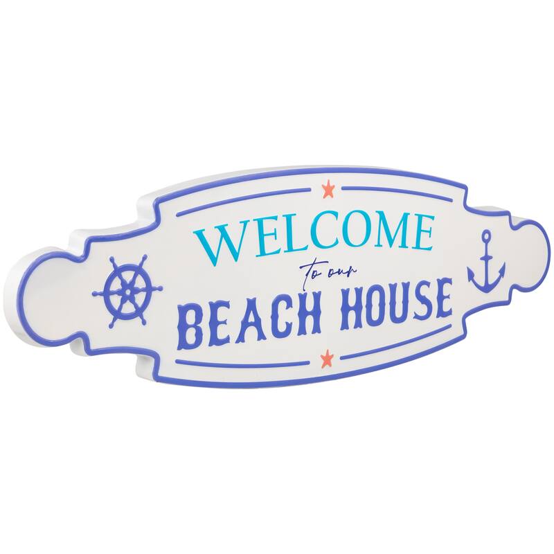 Welcome To Our Beach House Metal Wall Sign - 25.25"