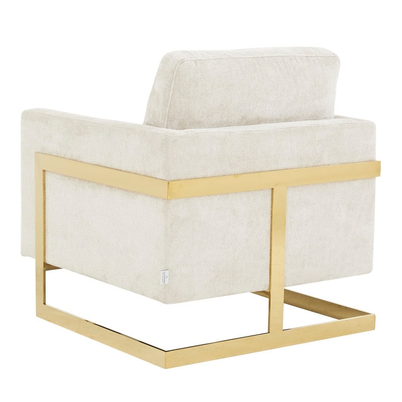 Lincoln Sofa Upholstered Boucle Accent Single Seater Arm Chair with Gold Stainless Steel Frame for Bedroom Living Room