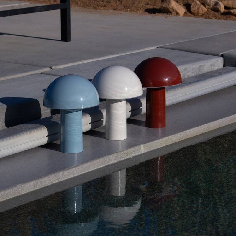 Brightech Celia 10.24 in LED Glossy Modern Round Dome Dimmable Cordless Portable Rechargeable Bedside Nightstand Desk Lamp