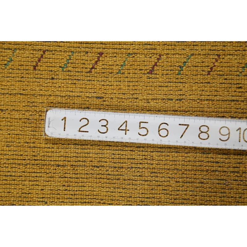 Tribal Yellow Gabbeh Indian Rug Hand-Knotted Oriental Wool Carpet - 8'4"x 10'0"