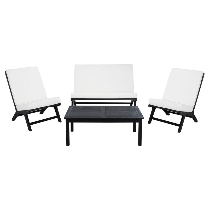 SAFAVIEH Outdoor Aryana 4-Piece Conversation Patio Set with Accent Pillow - 46W x 34D x 32H
