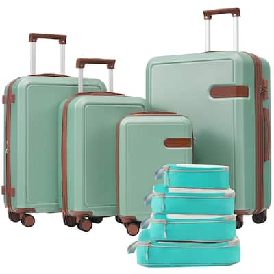 4 Piece ABS Expanable Spinner Wheels Lightweight Luggage Set w/TSA Lock and Compression Packing Cubes