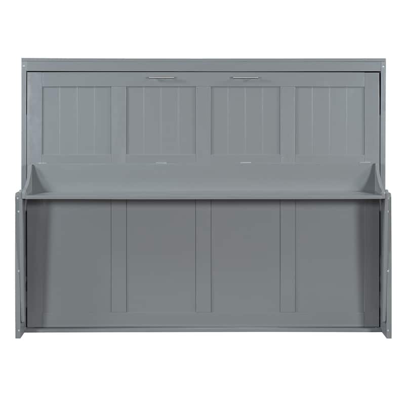 Space-Saving Murphy Bed with Hydraulic Lift and Built-In Desk for Multifunctional Rooms and Small Spaces
